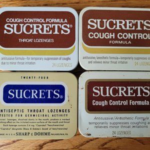 4 Vintage Metal Sucrets Tins